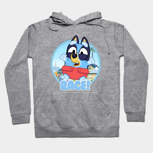 Bluey and Bingo race Hoodie by Justine Nolanz